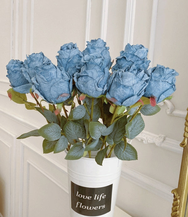 High-Quality Artificial Curled Edge Rose Forest Style Vintage Rose Home Decoration