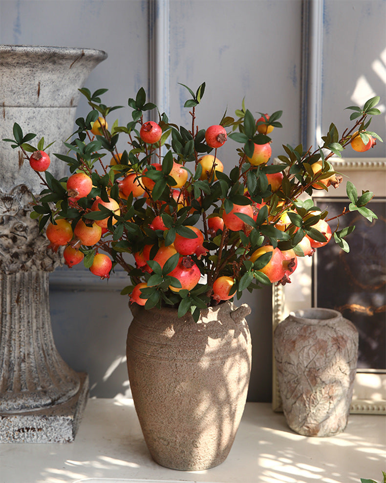 Artificial Pomegranate 6 Fruits with Leaves Pomegranate Fruit Home Decoration
