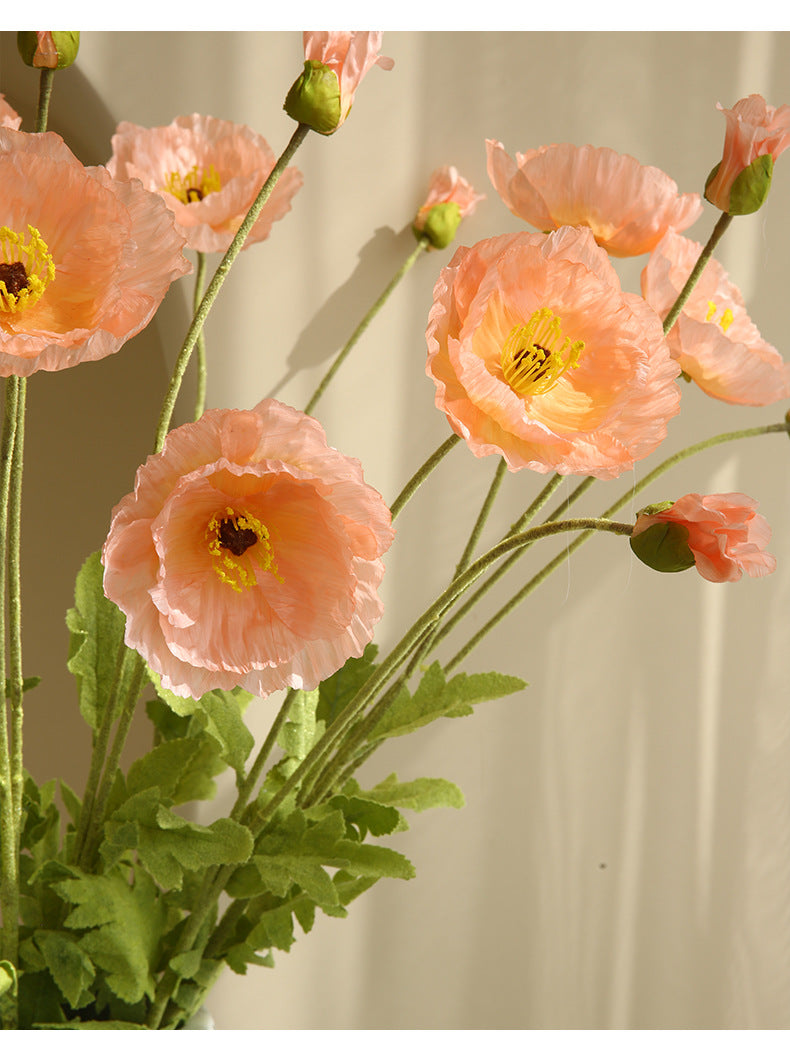 Two-Headed Poppy Artificial Flower Wedding Decoration Poppy Flower