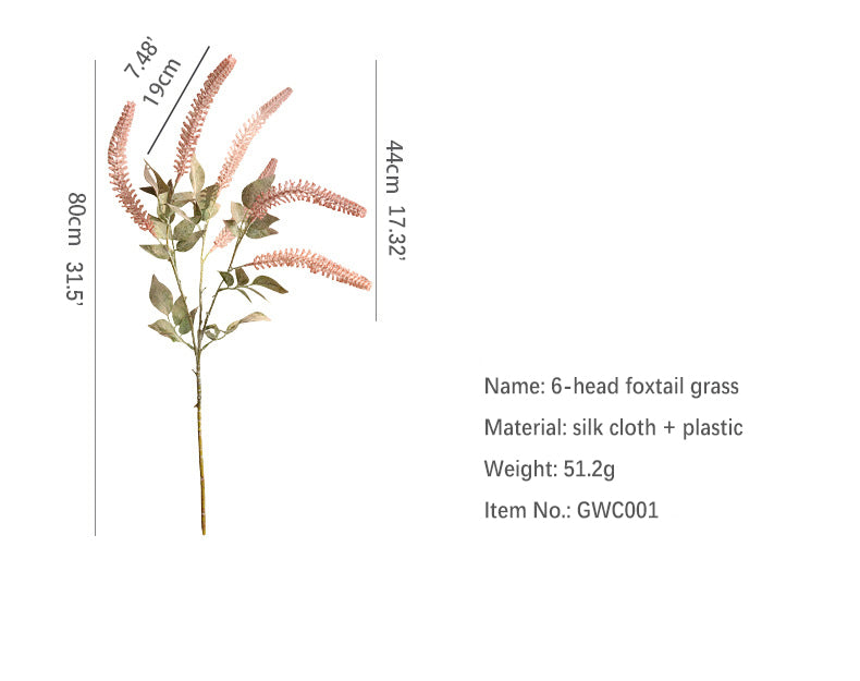 Artificial Floral Arrangement 6-Headed Dog Tail Grass Room Decoration