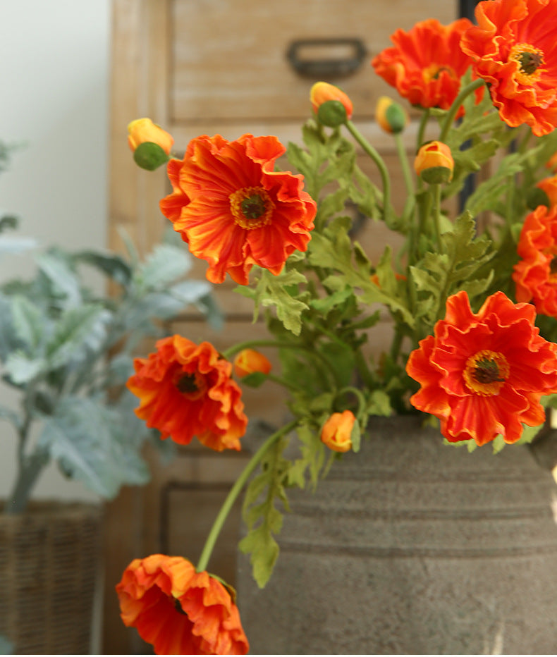 Artificial Flowers Fake Flowers Flocked Poppy Realistic Poppy