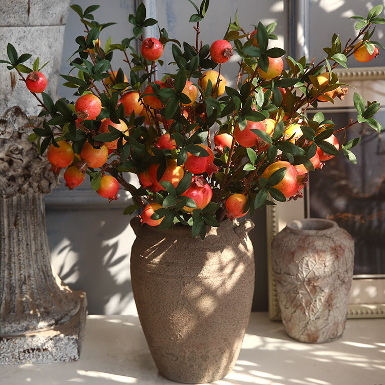 Artificial Pomegranate 6 Fruits with Leaves Pomegranate Fruit Home Decoration
