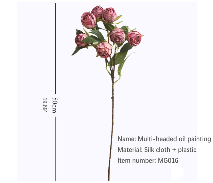 Burnt Edge Multi-Head Rose Artificial Flower Dried Flower Room Decoration