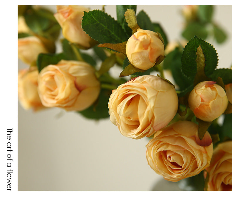 Artificial Flower Double-Ended Roasted Edge Rose Silk Flower Rose
