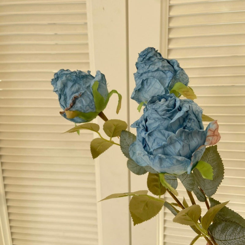 High-Quality Artificial Curled Edge Rose Forest Style Vintage Rose Home Decoration