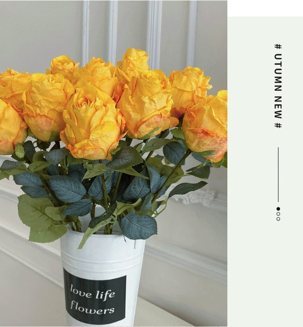 High-Quality Artificial Curled Edge Rose Forest Style Vintage Rose Home Decoration