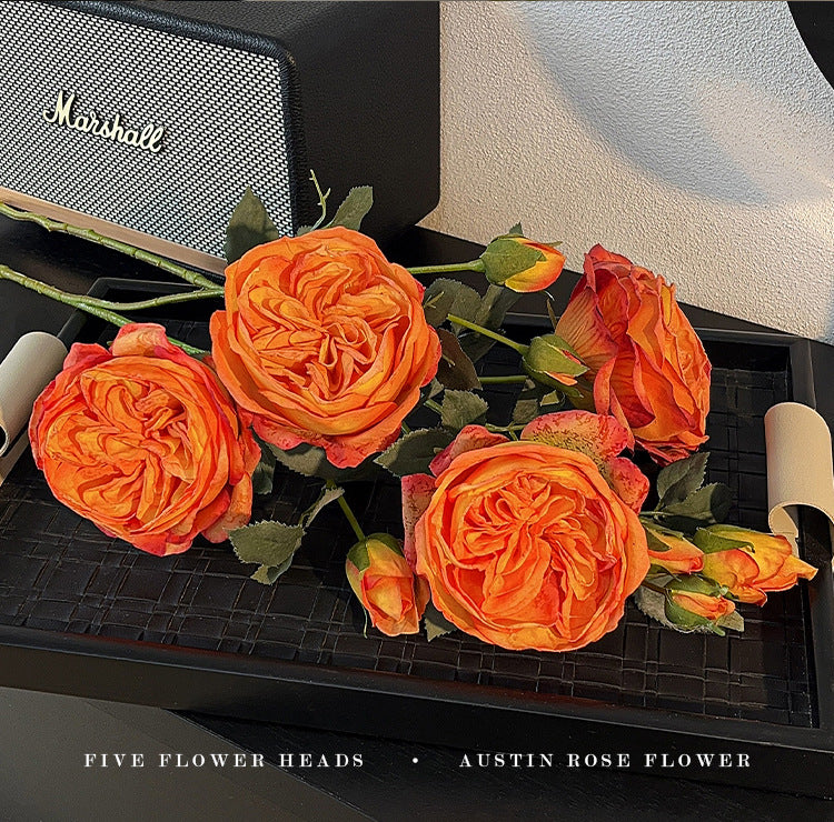 5 Heads Burnt Edge Rose Artificial Flowers Fake Flowers