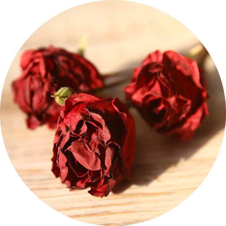 Vintage Three-Headed Dried Rose 12pcs - 17.7in