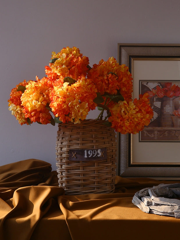 Vintage Single Branch Burnt Edge Hydrangea Artificial Flower
