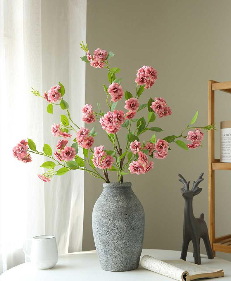 Artificial Flower Multi-Head Camellia Garden  Artificial Silk Flower Ornament Living Room Soft Decoration Ornament