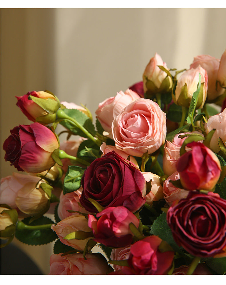 Artificial Flower Double-Ended Roasted Edge Rose Silk Flower Rose