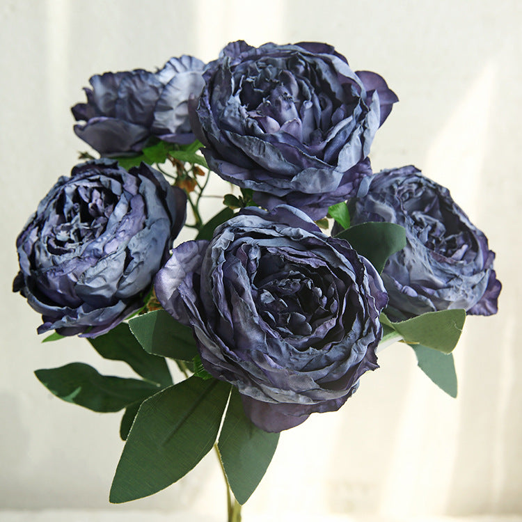 Peony Artificial Flower Dried Flower Bouquet Roasted Edge Five-Head Peony