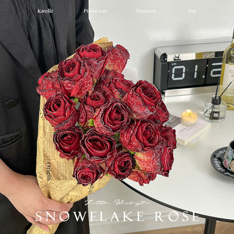 Imitation Dried Flower Baked Rose Artificial Flower Snow Rose