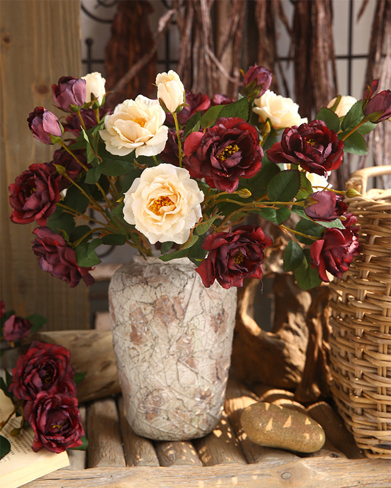 Vintage Autumn Peony Artificial Flower Home Decor Flower Arrangement