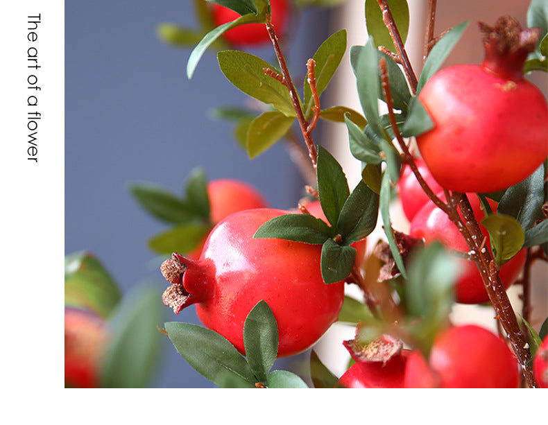 Artificial Pomegranate 6 Fruits with Leaves Pomegranate Fruit Home Decoration