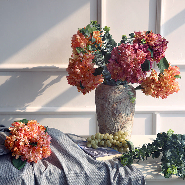 Vintage Single Branch Burnt Edge Hydrangea Artificial Flower