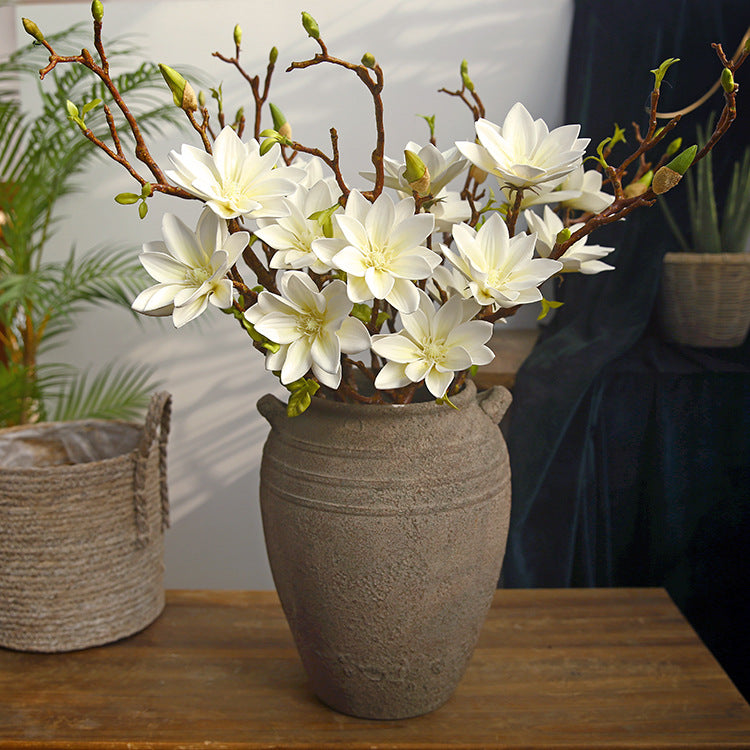 Small Magnolia Artificial Bouquet Living Room Decoration Fake Flower Decorative Flower Art Arrangement PU Hand-painted Small Magnolia