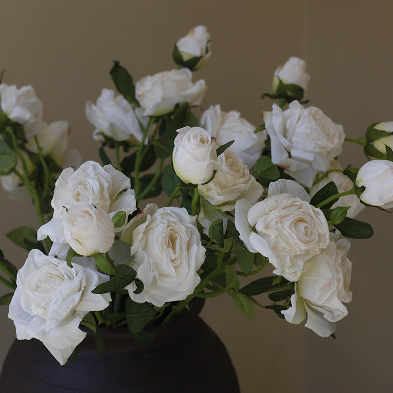 Fake Flowers Artificial Flowers 3 Heads Dried Roses