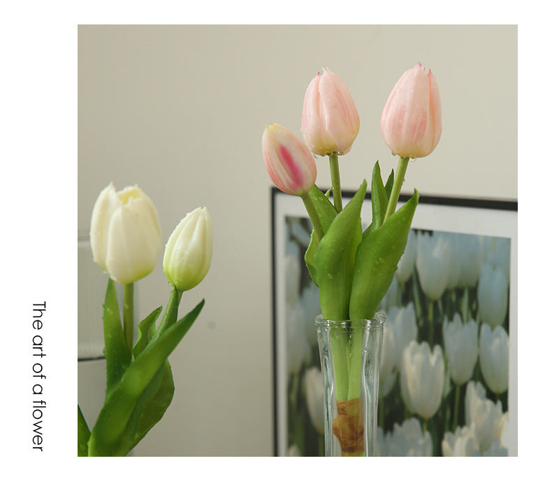 Artificial Flower Three-Headed Realistic Tulip
