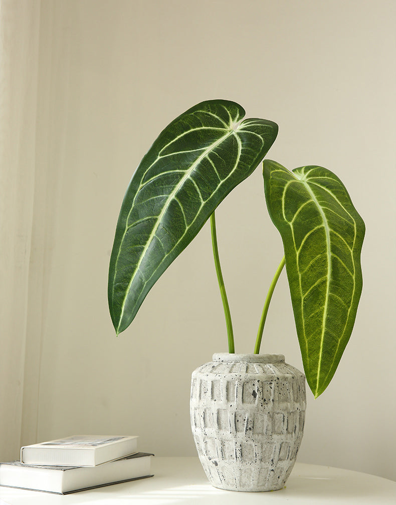 Artificial Green Plant Green Leaf Fire Lily Flower Candle Home Flower Arrangement