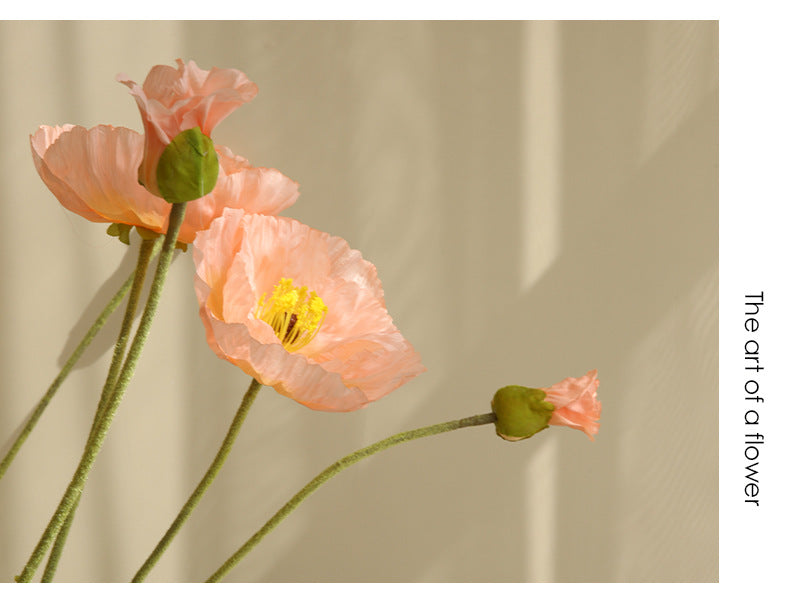 Two-Headed Poppy Artificial Flower Wedding Decoration Poppy Flower