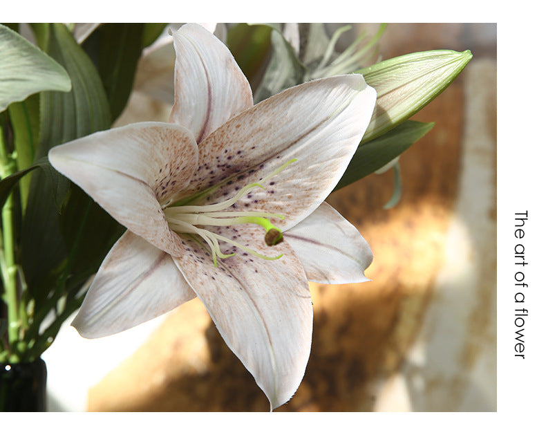 Artificial Flowers Fake Flowers Vintage Decoration 2 Heads Autumn Lily