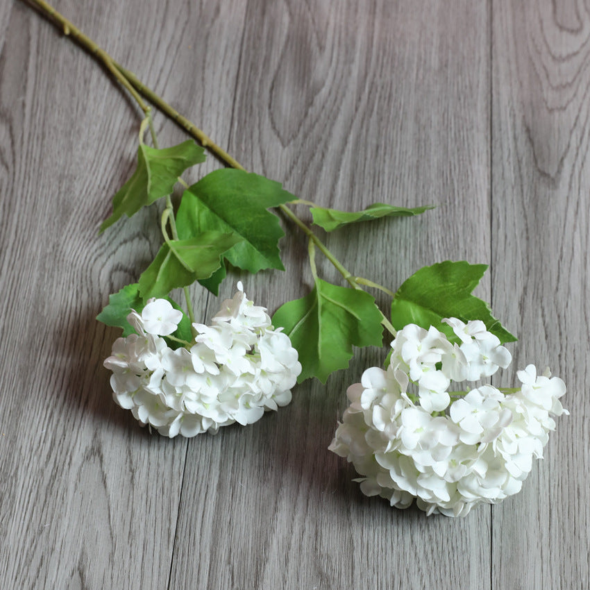 Artificial Flowers 3D Film Hydrangea 2-Head Snowball Flower