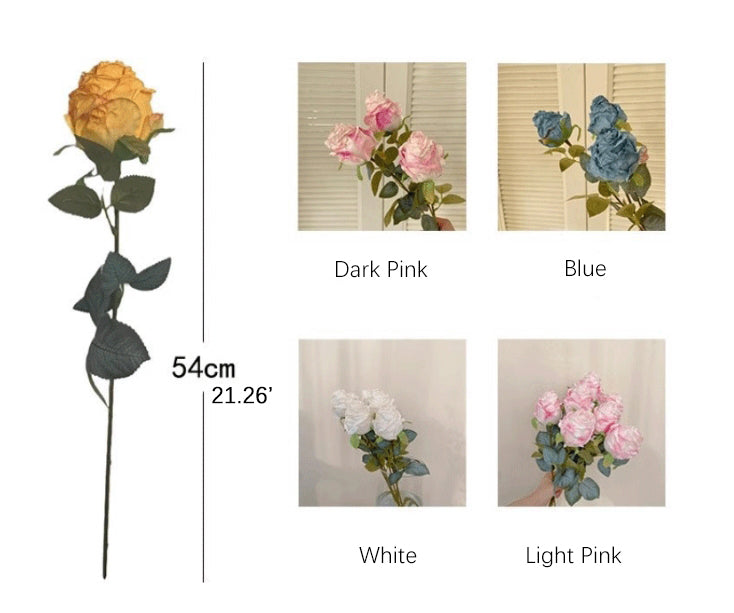 High-Quality Artificial Curled Edge Rose Forest Style Vintage Rose Home Decoration