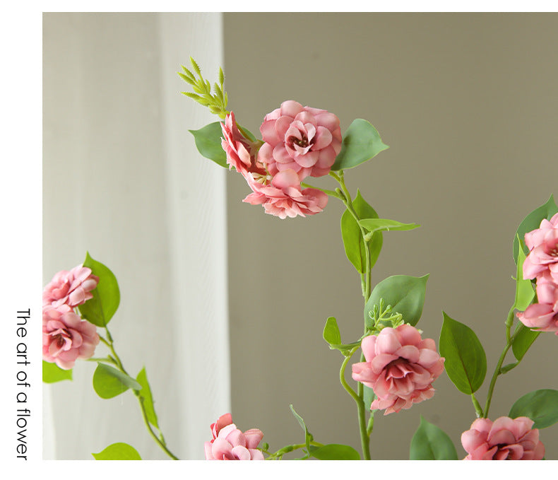 Artificial Flower Multi-Head Camellia Garden  Artificial Silk Flower Ornament Living Room Soft Decoration Ornament