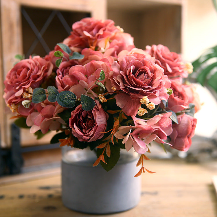 Snowflake Hibiscus Rose Artificial Flowers Fake Flowers Creative Bouquet Natural Style Decoration Dining Table