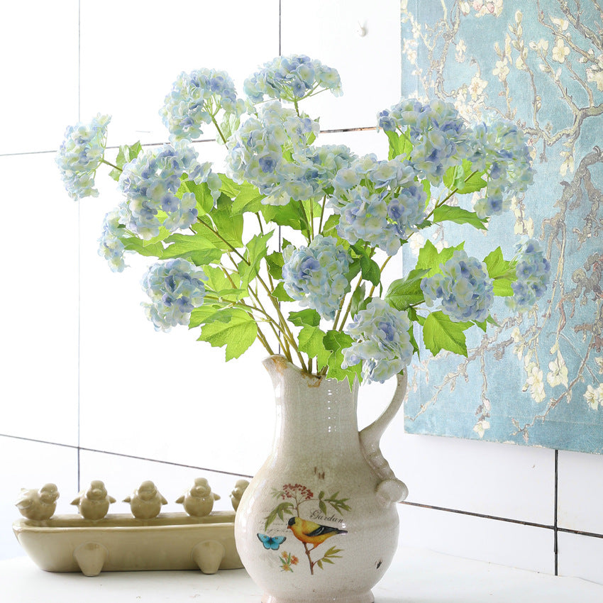 Artificial Flowers 3D Film Hydrangea 2-Head Snowball Flower