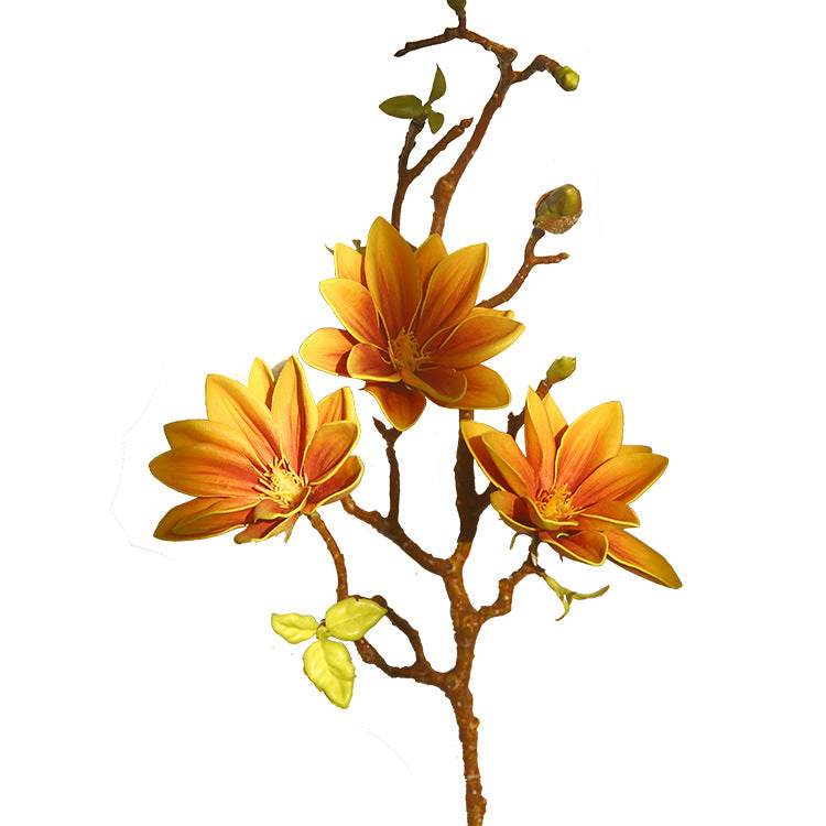Small Magnolia Artificial Bouquet Living Room Decoration Fake Flower Decorative Flower Art Arrangement PU Hand-painted Small Magnolia
