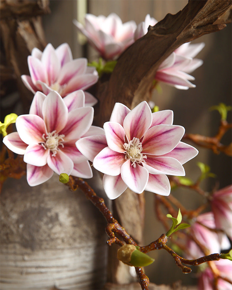 Small Magnolia Artificial Bouquet Living Room Decoration Fake Flower Decorative Flower Art Arrangement PU Hand-painted Small Magnolia