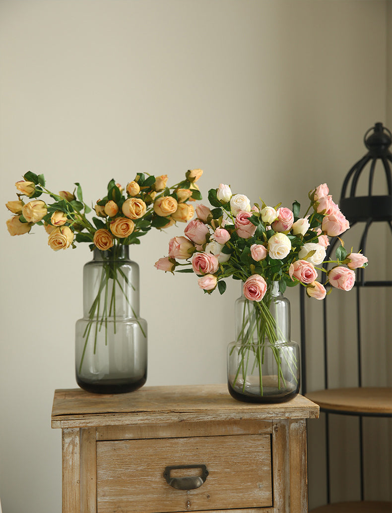 Artificial Flower Double-Ended Roasted Edge Rose Silk Flower Rose