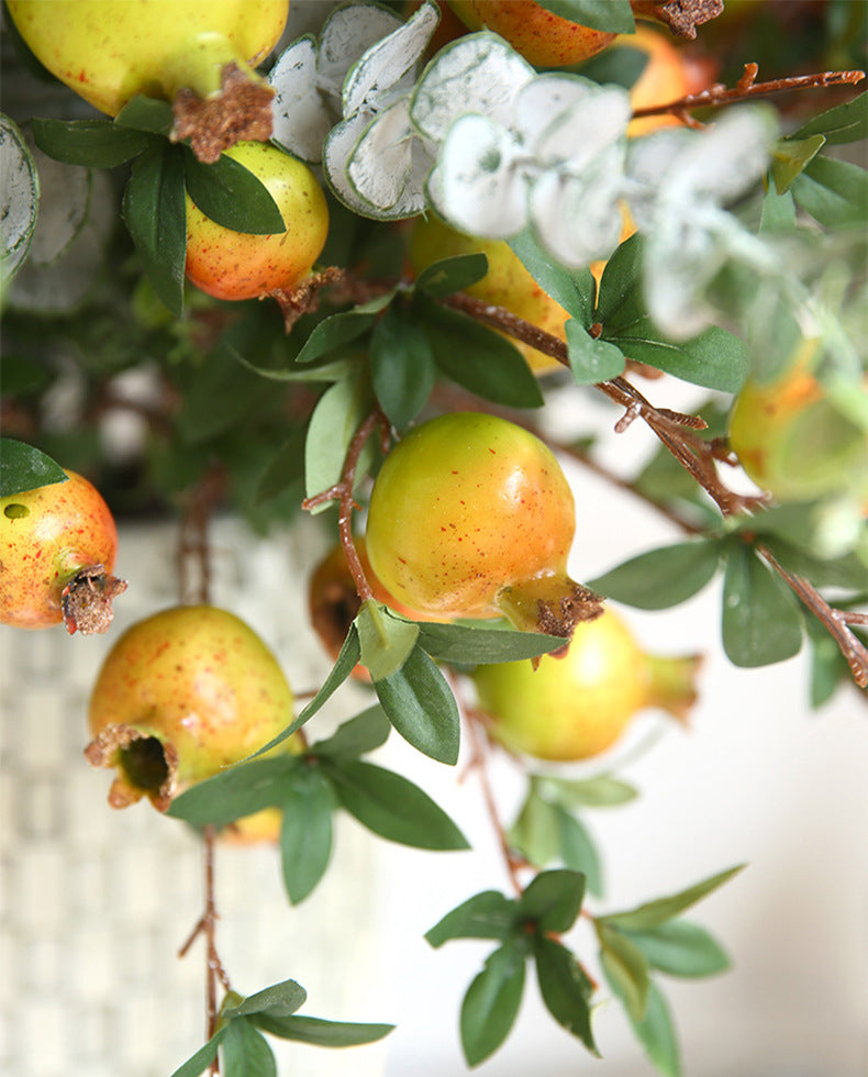Artificial Pomegranate 6 Fruits with Leaves Pomegranate Fruit Home Decoration