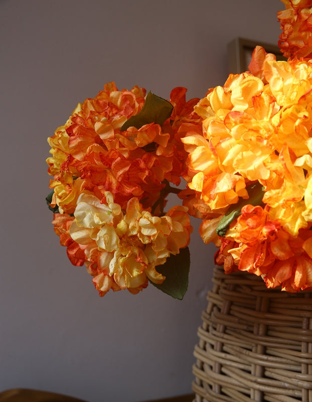Vintage Single Branch Burnt Edge Hydrangea Artificial Flower