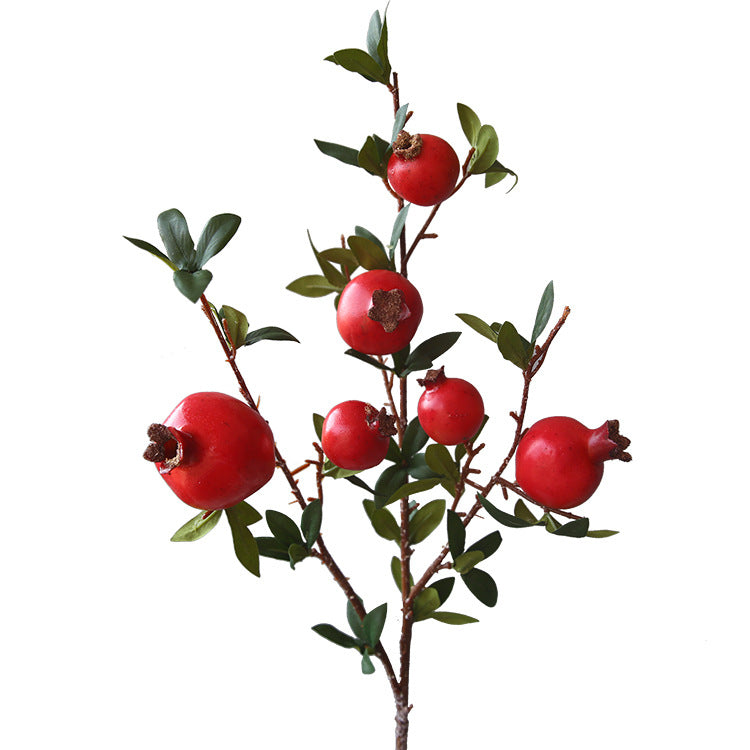 Artificial Pomegranate 6 Fruits with Leaves Pomegranate Fruit Home Decoration