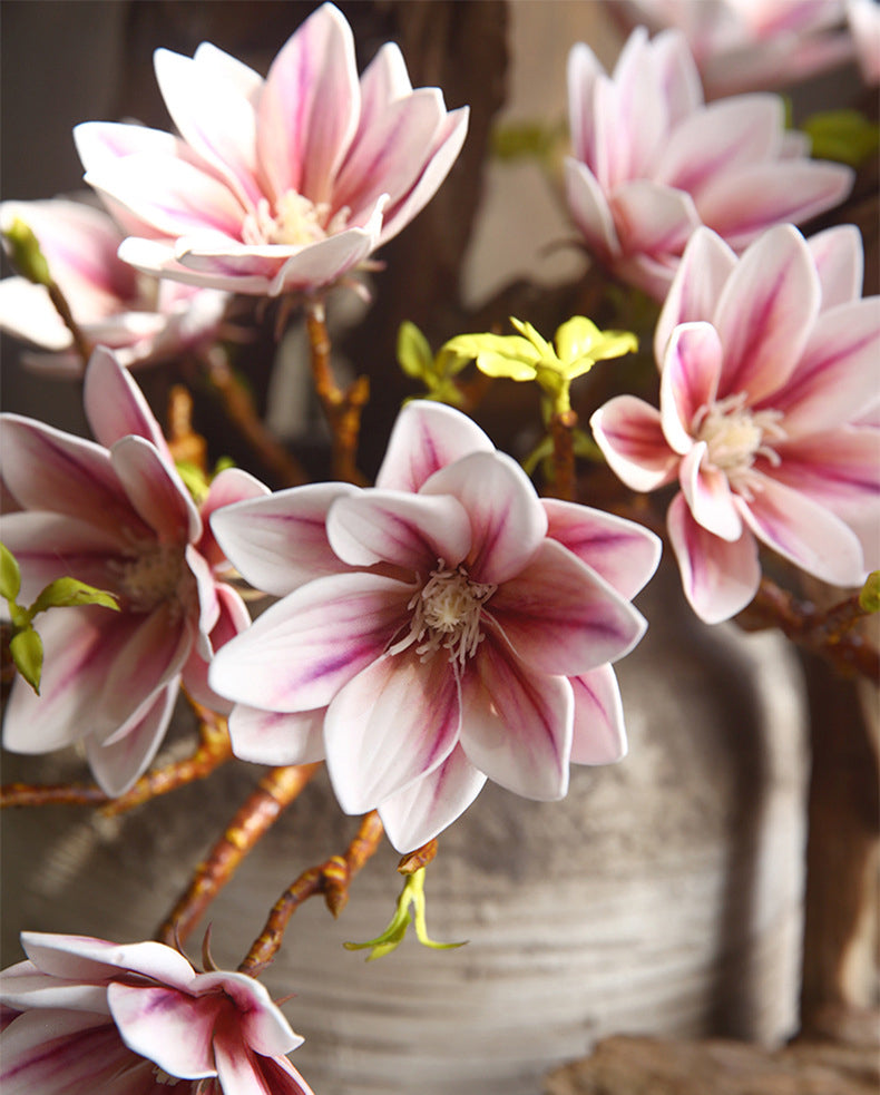Small Magnolia Artificial Bouquet Living Room Decoration Fake Flower Decorative Flower Art Arrangement PU Hand-painted Small Magnolia