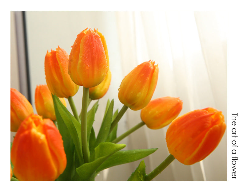 Artificial Flower Three-Headed Realistic Tulip