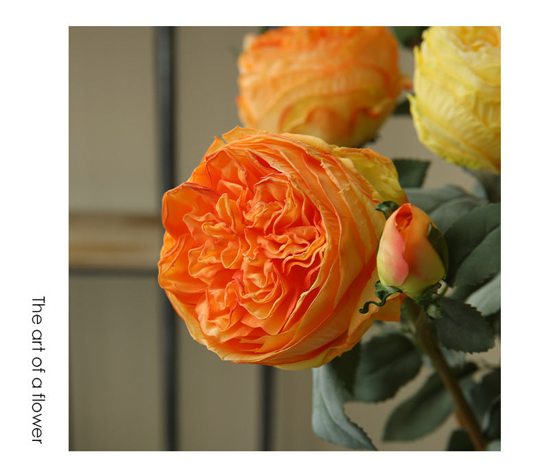 Two-Headed Austin Rose Artificial Flower Nordic Romantic Decoration