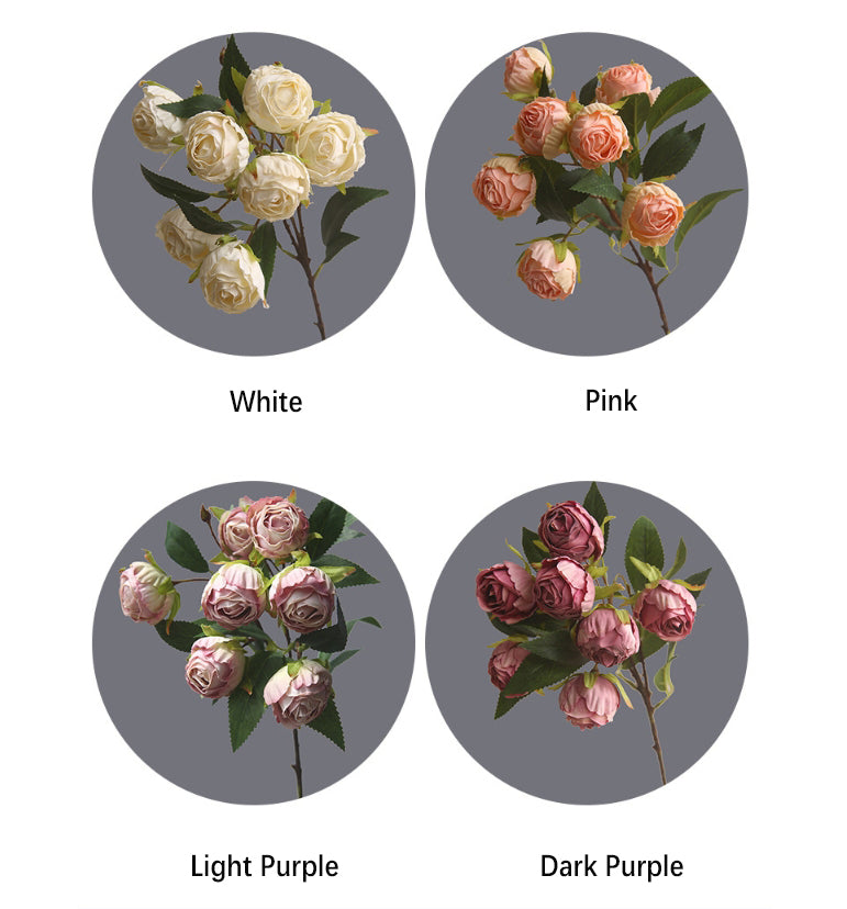 Burnt Edge Multi-Head Rose Artificial Flower Dried Flower Room Decoration