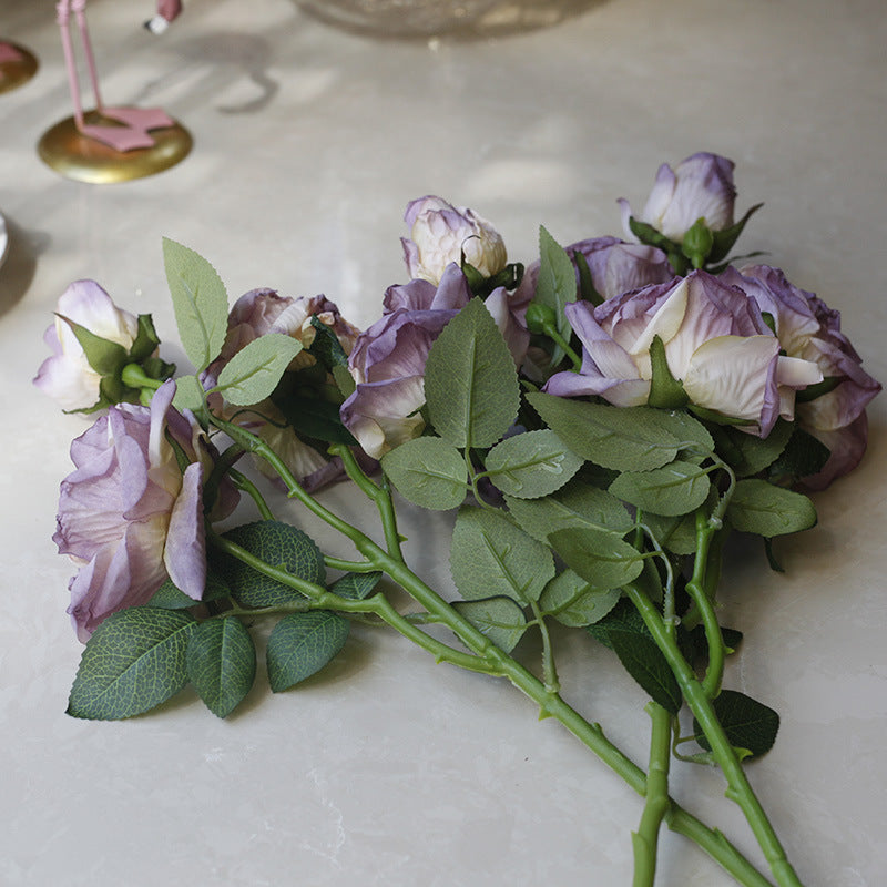 Fake Flowers Artificial Flowers 3 Heads Dried Roses