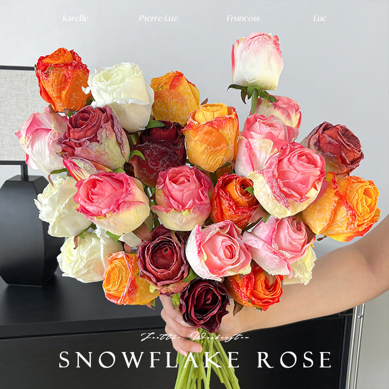 Imitation Dried Flower Baked Rose Artificial Flower Snow Rose