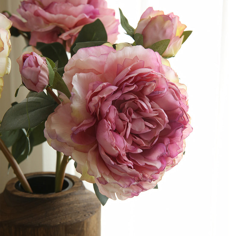 Burnt Edge Large Peony Artificial Flower Table Decoration Fake Flower