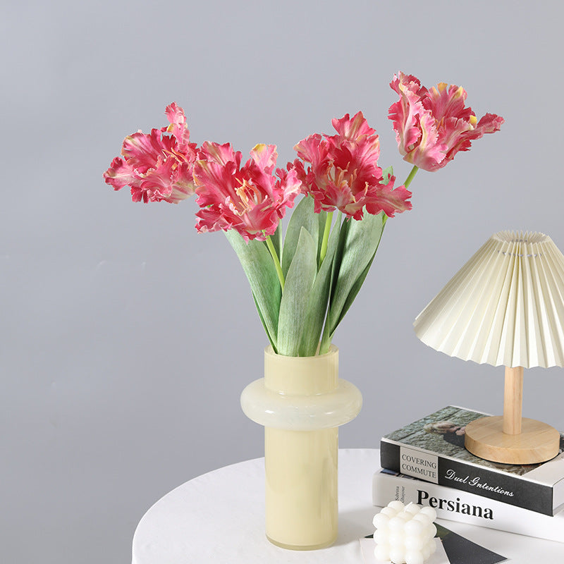 Artificial Flower Single Branch Parrot Tulip 3D Printed Toothed Fake Flower