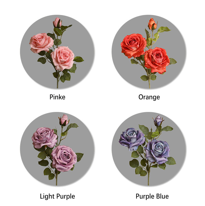Artificial Flowers American Style 3-Head Printed Rose Home Decoration Fake Flower