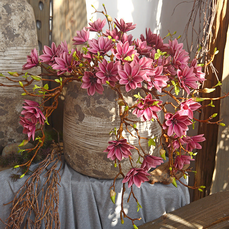 Small Magnolia Artificial Bouquet Living Room Decoration Fake Flower Decorative Flower Art Arrangement PU Hand-painted Small Magnolia