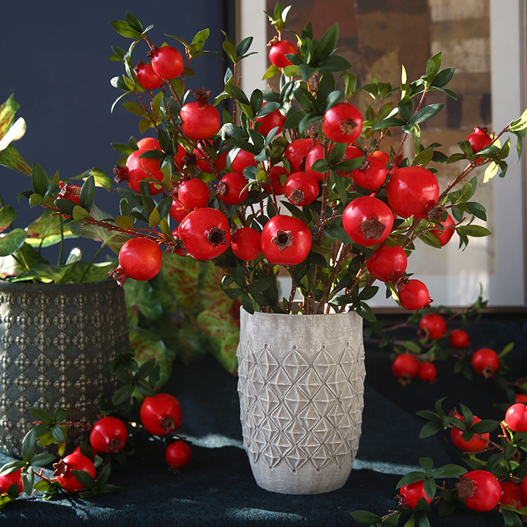 Artificial Pomegranate 6 Fruits with Leaves Pomegranate Fruit Home Decoration