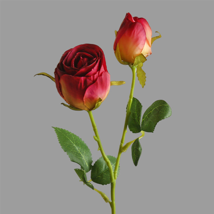 Artificial Flower Double-Ended Roasted Edge Rose Silk Flower Rose