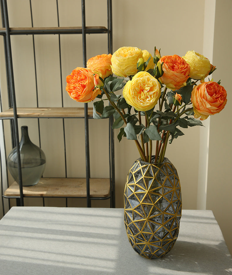 Two-Headed Austin Rose Artificial Flower Nordic Romantic Decoration